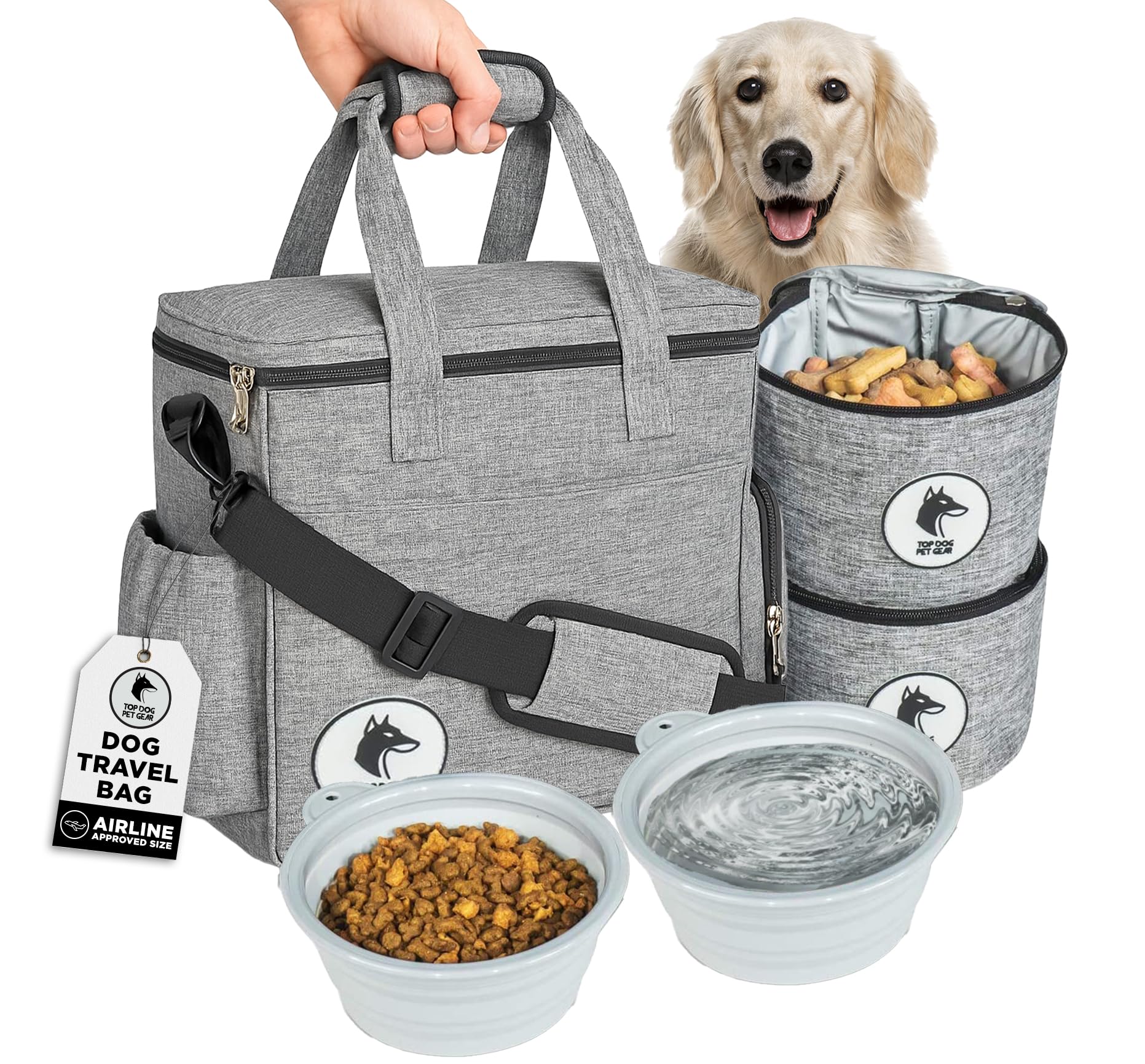 Dog Travel Bag - Airline Approved Pet Backpack Organizer with Bowls and Food Containers