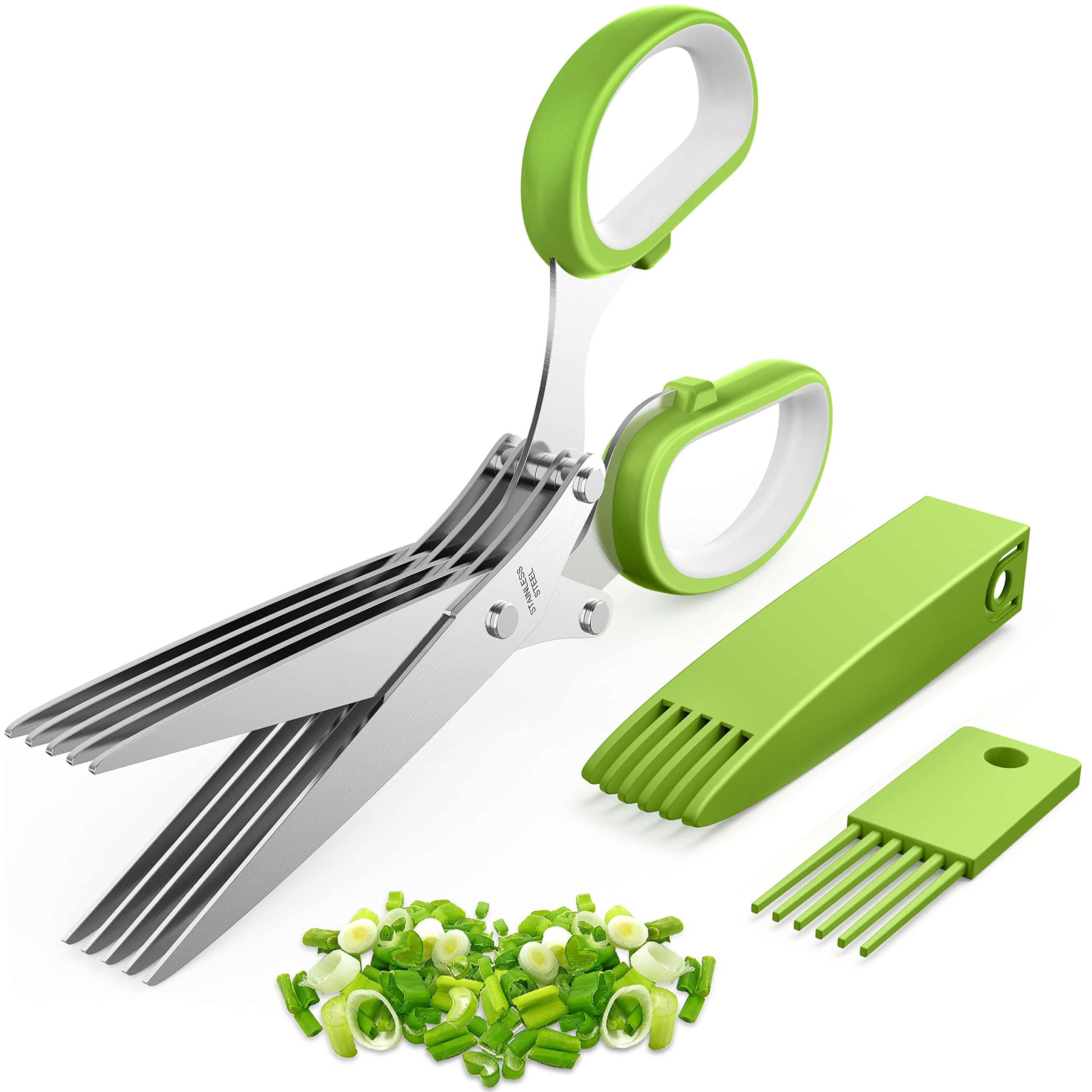 2026 Upgraded 5-Blade Herb Scissors Cutter Tool with Cleaning Comb
